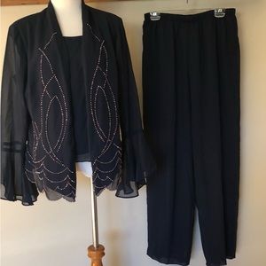 Coldwater Creek 3 piece formal Navy pants suit